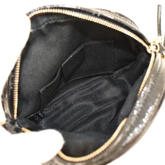 Gucci Chain Shoulder Bag Soho Interlocking GG Tassel Patent Leather Black - Picture 8 of 8